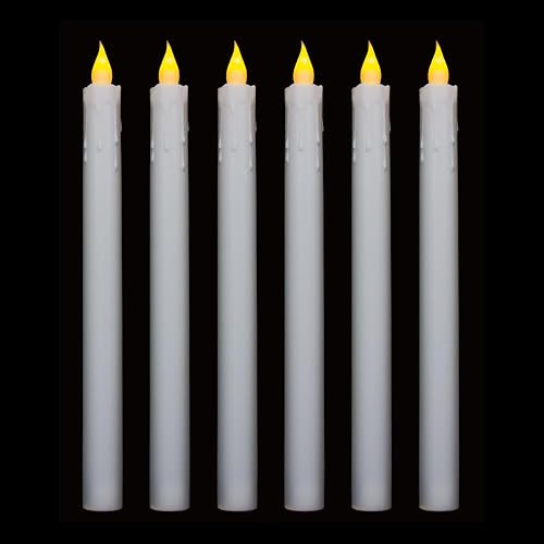 Velas cónicas parpadeantes sin llama de un solo uso, velas LED para ventana, funcionan con pilas, color blanco, juego de 6 para decoración de disponible en Yaxa El Salvador
