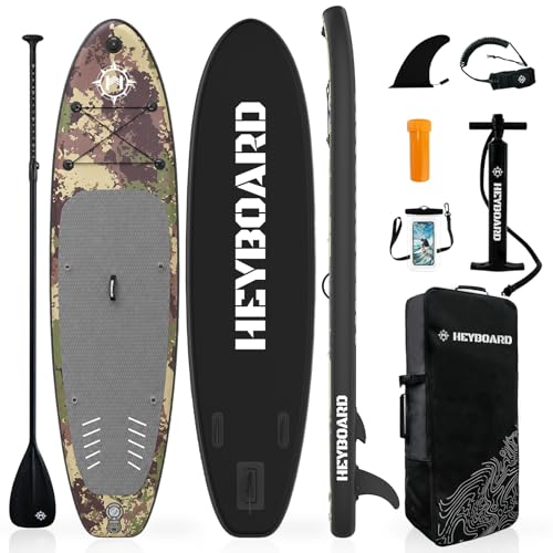 Image of HEYBOARD Inflatable Stand Up Paddle Board 10'6 inchx32 inchx6 inch Standup Paddleboard with Premium SUP Accessories & Backpack, Non-Slip Deck, Waterproof Bag, Leash, Paddle, Hand Pump
