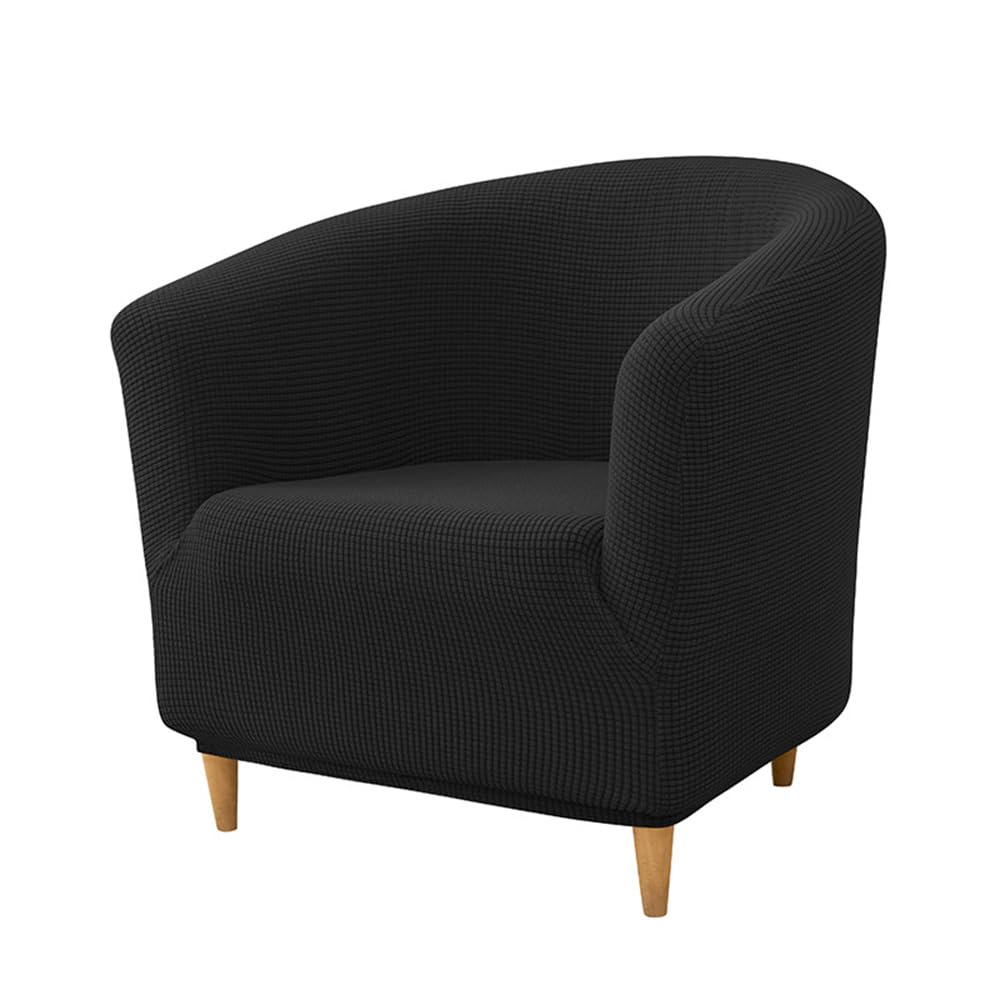 Hearda Jacquard Soft Tub Chair Covers 1 Piece, Tub Chair Cover, Stretch Tub Chair Slipcover Breathable Tub Chair Armchair Cover Club Chair Cover for Living Room Office (Black)