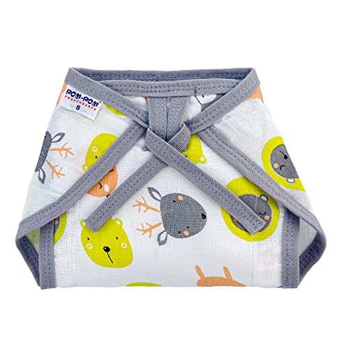 Image of Washable Reusable Cotton Muslin U Shape Lace Nappy,Langot For New Born Baby - Pack of 5(Animal Face Print 9-12 Months)