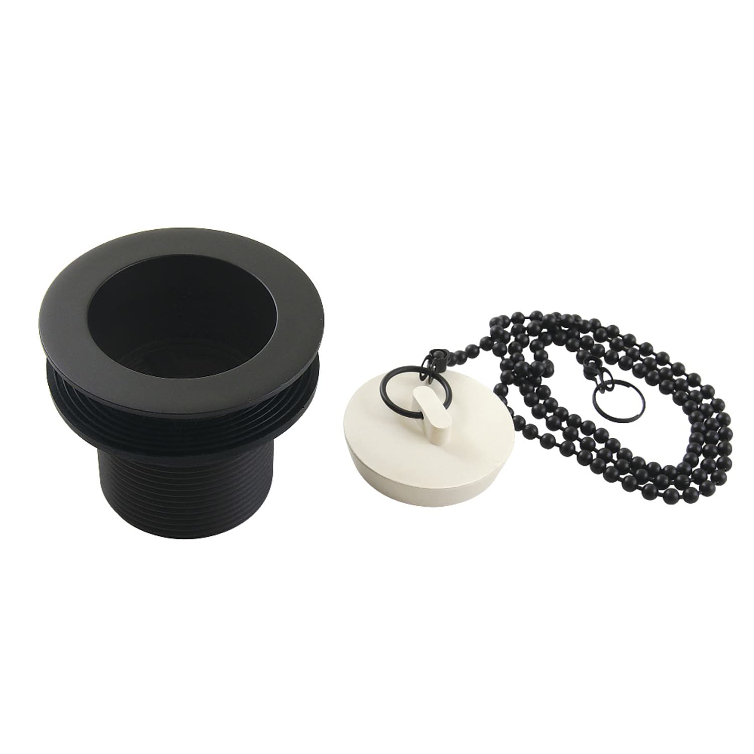 Bonde de baignoire Kingston Brass DSP17MB noir mat 3.8 cm avec bouchon à chaîne