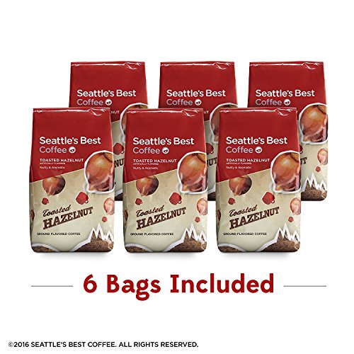 Seattle's Best Coffee Toasted Hazelnut Flavored Medium Roast Ground Coffee | 11 Ounce Bags (Pack of 6)