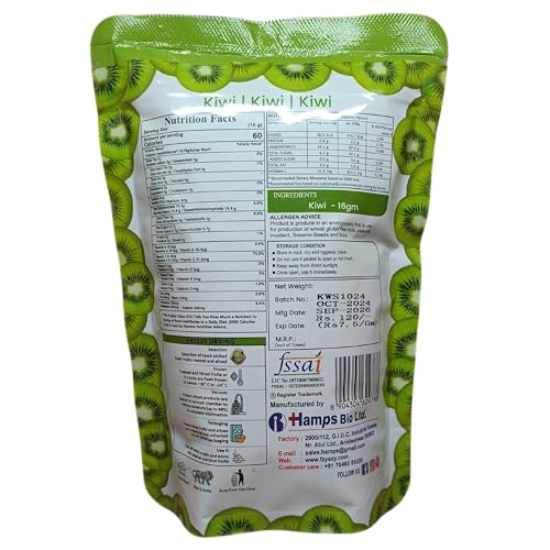 Image of FzyEzy Healthy Premium Freeze-Dried Kiwi Fruit Slices | Pantry Groceries Dehydrated Perfect for Healthy Snacking, Candy, Baking, Smoothie, Juice, Cake, Ice cream, Cereal | Promotes Good Digestive Health | Ideal Slices for Kids & Adults (Kiwi Slice | 20 gm)