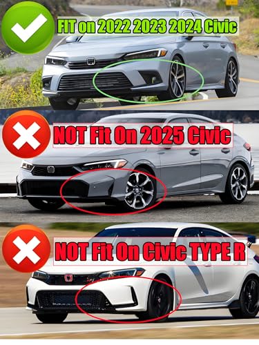 STSEV01 Front Bumper Lip Splitter Spoiler Compatible with Honda Civic Sedan/Hatchback/EX/EX-L/LX/Sport/Touring 2022 2023 2024 11TH Gen Air Dam Chin Body Kit Underbody Lip Exterior Accessories - Image 3
