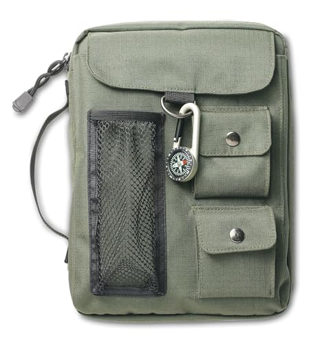 Compass Bible Cover Zippered with Handle Nylon Green Medium