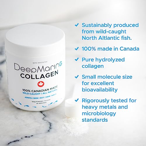 DeepMarine Collagen 100% Canadian Made Collagen Peptides, Wild-Caught Collagen Powder, Hydrolyzed Marine Collagen - 30 Day Supply - Gluten-free, Tasteless, Odourless, Keto and Paleo Friendly - Image 3