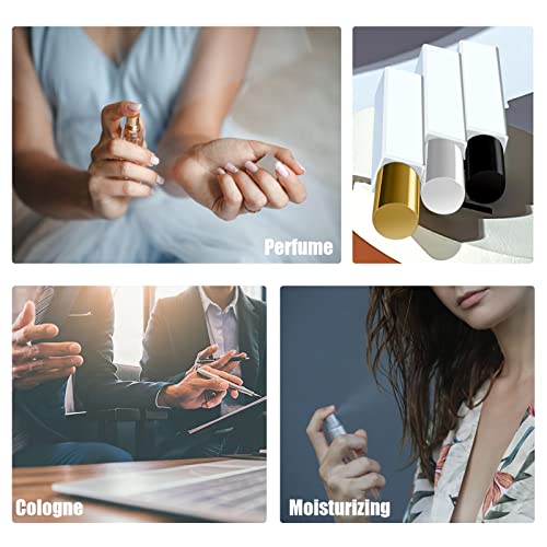 Lil Ray 10ml Glass Spray Bottle Refillable Perfume Atomizer for Men & Women. Portable Fragrance Bottle for Travel,Party. Squared Shape, Coated Surface, UV Protection (6PCS,Black&Gold) - Image 5