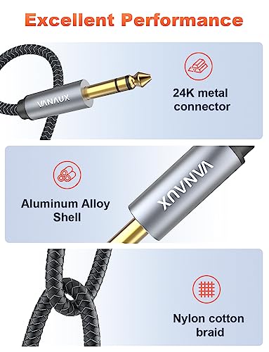 Cable de audio estéreo 3.5mm a 6.35mm VANAUX 1m miniatura 6