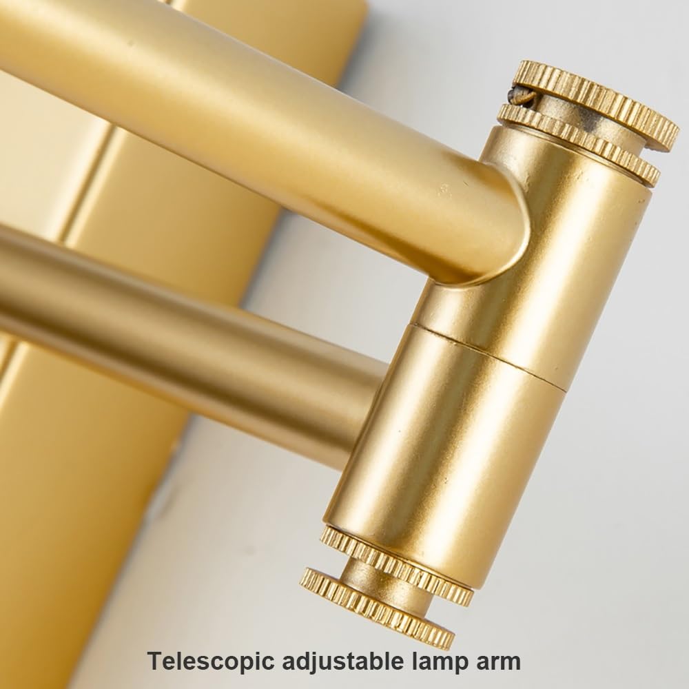 Lampada Specchio Design Moderno, Applique Bagno LED Oro Braccio Regolabile Luce per Specchio Alluminio per Trucco Galleria(White,40cm/15.74in)