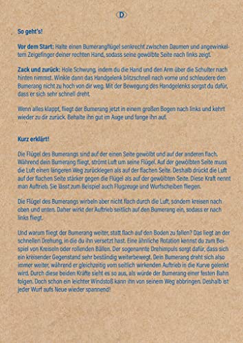 moses. 30320 PhänoMINT Bumerang, Wurfspiel für Kinder, Im Dunkeln leuchtender Boomerang, Dreiflügelig und mit spannenden Informationen, nachtleuchtend, 1 Stück (1er Pack)