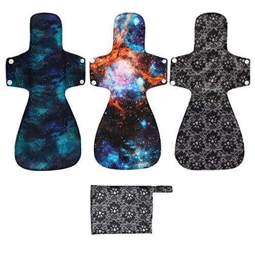 Image of Washable Cloth Menstrual Pads /Mama Cloth /Reusable Sanitary Pads (Black Lace, 16 inch /Overnight)