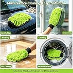 3 PK Car Wash Mitt Scratch Free, Chenille Microfiber Wash Mitt, Green - Image 4