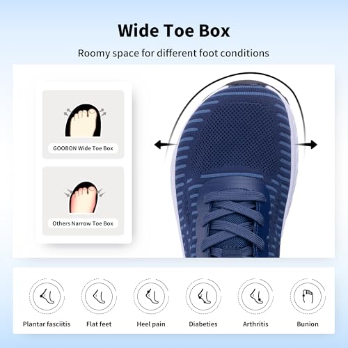 GOOBON Men's Wide Toe Box Walking Shoes with Arch Support Orthotic Tennis Sneakers for Plantar Fasciitis Bunions Flat Feet2