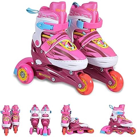 Moni Inliner Kinder Trina 3 in 1, Größe S 30-33 verstellbar, PU Rollen, 608ZB Lager Cover