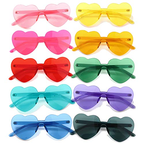 Heart Thick Oversized Rimless Sunglasses One Piece Heart Shape Eyewear Colored Sunglasses for Women