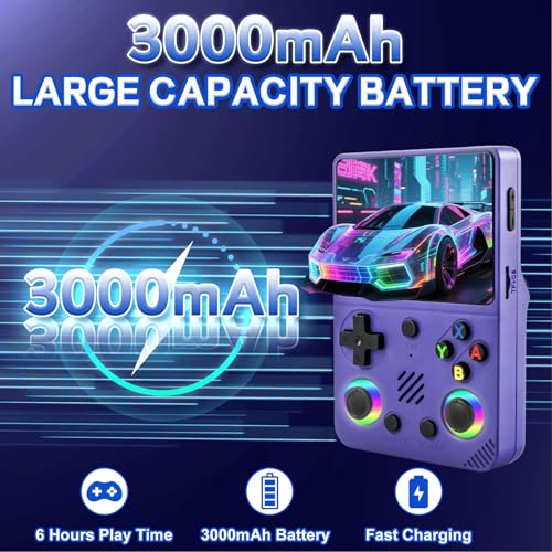 RG36PRO Retro Video Game Console - Open Source System,3.5"IPS Screen,64G TF card,3000mAh Battery,Support 30,000+ Classic Retro Video Games for Teen or Partner - Gift for Christmas - Purple - Image 6