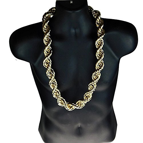 Bling Cartel Huge Mens 14k Gold Plated Chain Hollow Rope Dookie 30MM Wide x 36" Hip Hop Rapper Necklace4
