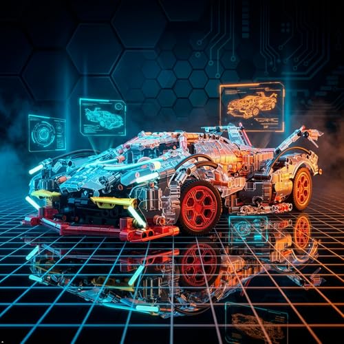 Image of Technology Concept Car Building Blocker Set, 1:14 Scale Collectible Set for Adults, Compatible with Lego, Concept Detailed Build and Display Model for Home or Office Decoration (1400+PCS)