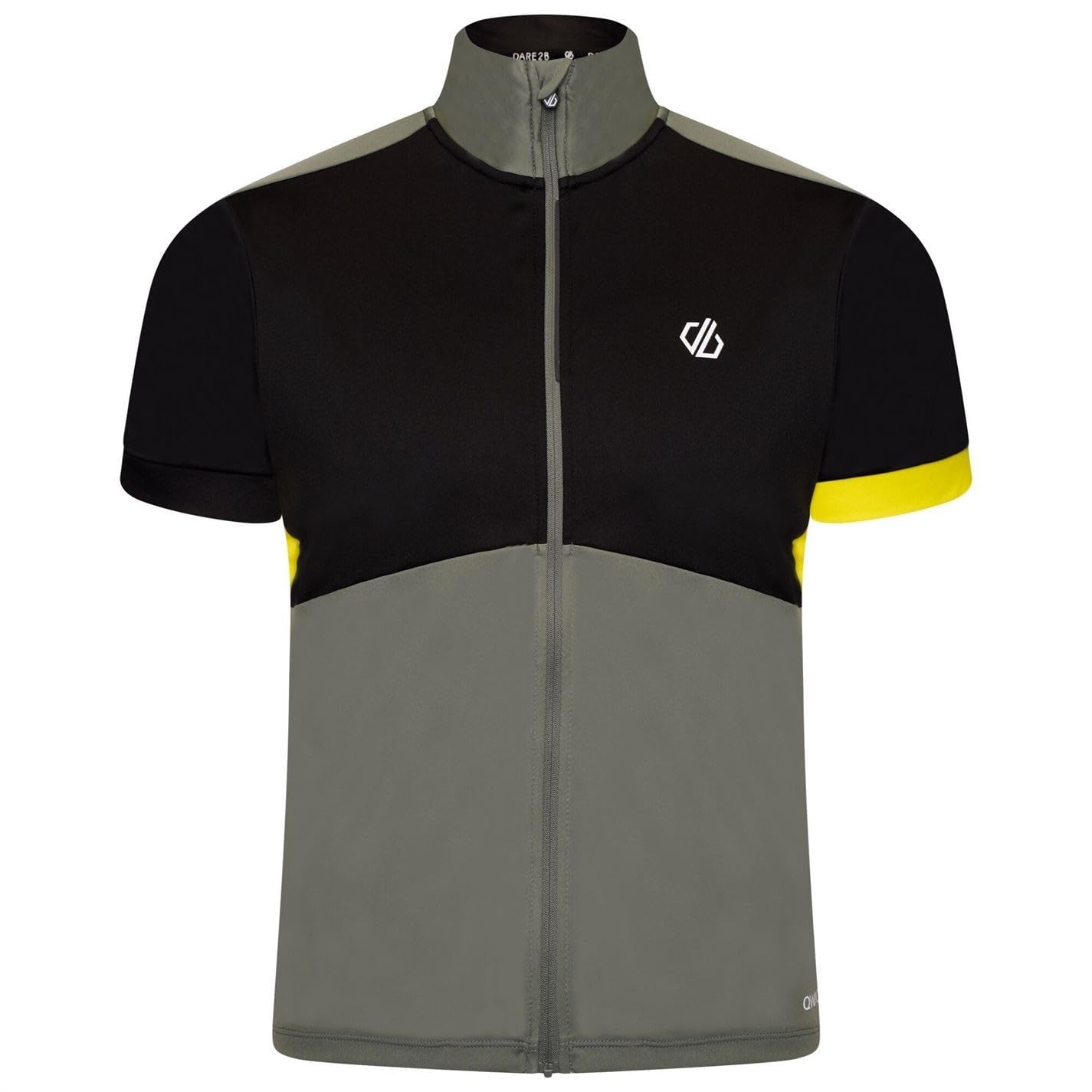 Dare 2b Protraction II Jersey Mens Cycling T-Shirt Q-WIC Plus Lightweight Fabric with Odour Repellent and Reflective Print Details - Full Venting Zip- Sport t-Shirt