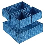 Posprica Canastas de almacenamiento tejidas para organizar, juego de 4 (azul marino)