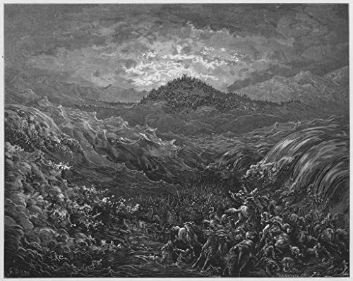 Impression sur toile Gustave Doré Les Égyptiens noyés dans la mer Rouge poster salon 60x90cm