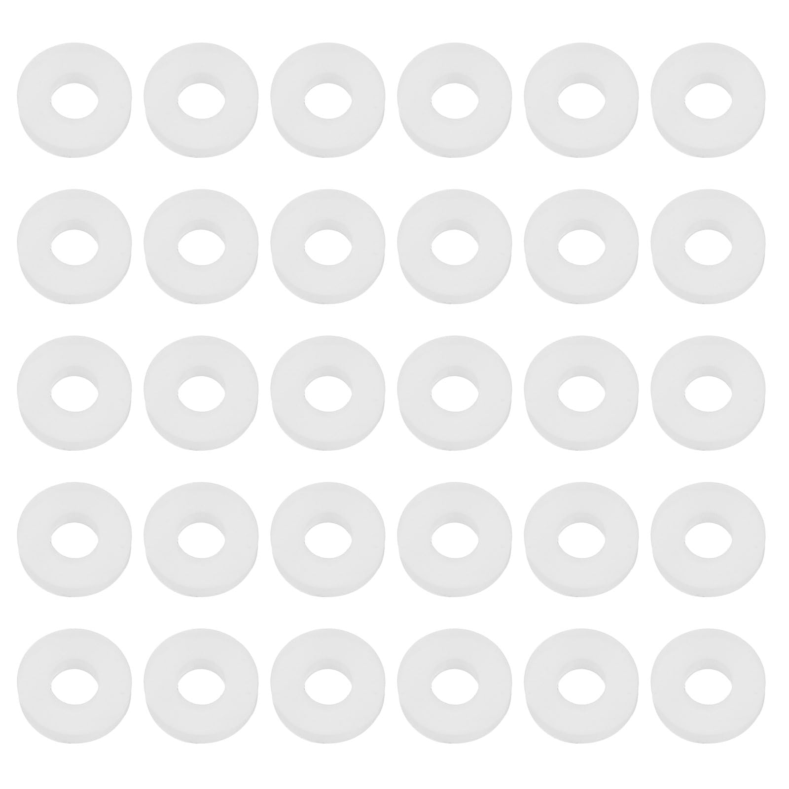DEFANEX 30pcs Silicone Flat Washer (ID 4mm OD 9mm Thick 2mm) - Soft & Flexible O Sealing Ring Fastener Sealing Spacer Gasket Accessories for Shower Head Water Hose Valve Pump, White
