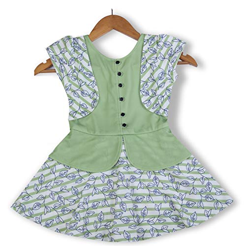 Image of Round Neck Floral Frock for Baby Girl's(Green /Light Brown)