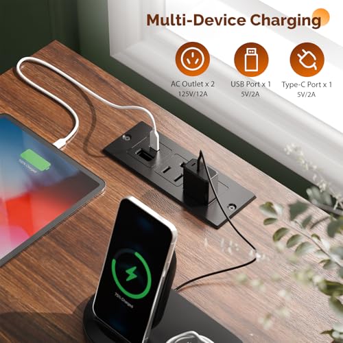 Image of VINGLI Nightstands Set of 2 with Fabric Drawer, Walnut Nightstand with Charging Station, Fluted Night Stands, Bedside Tables /End Tables with Charger Station, Side Table Bedroom,Small Night Stand,2 pcs
