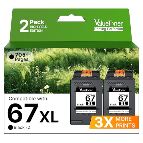 67XL Black Ink Cartridge Replacement for HP Ink 67 Black 67XL HP67XL...