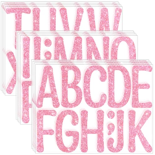 Image of Glitter Letter Stickers, 3 Inch Large Letters for Poster Board (Pink) | 160 PCS,Self-Adhesive,Vinyl Alphabet Stickers,Bulletin Board Letters for Classroom,Party,DIY Crafts,Home,Office,Mailbox Decor