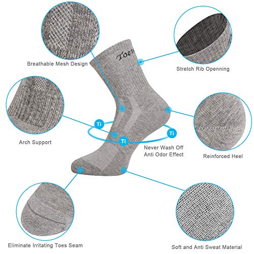 Toes&Feet Men's Anti-Odor Quick-Dry Seamless Breathable Quarter Crew Athletic and Dress Socks2