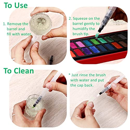 Henniu Pincéis de aquarela Conjunto de canetas de pincel de aquarela recarregáveis para marcadores d