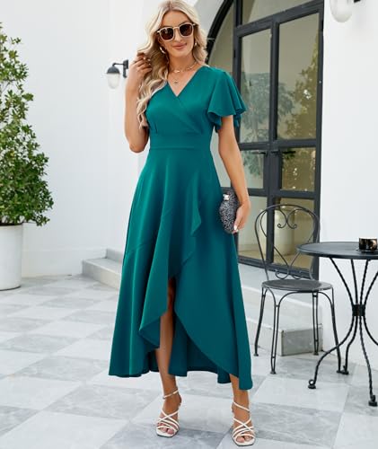 Image of ZZV Formal Dresses for Women Gowns Evening V Neck Wedding Guest Dresses