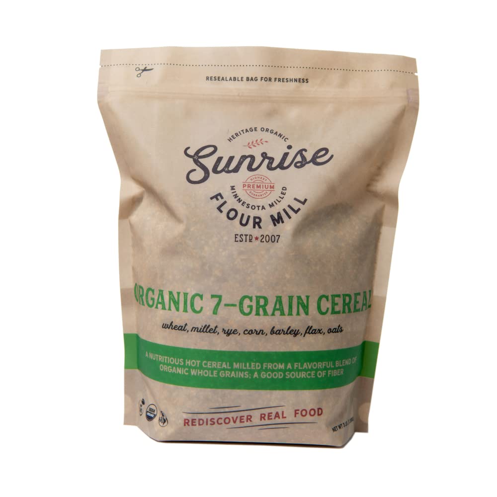 Sunrise Flour Mill USDA Organic Heritage 7-Grain Hot Cereal Mix - 32 oz | Great Source of Fiber and Nutrients | Sugar Free with No Additives | 5 Grams Protein Per ServingUSDA Organic