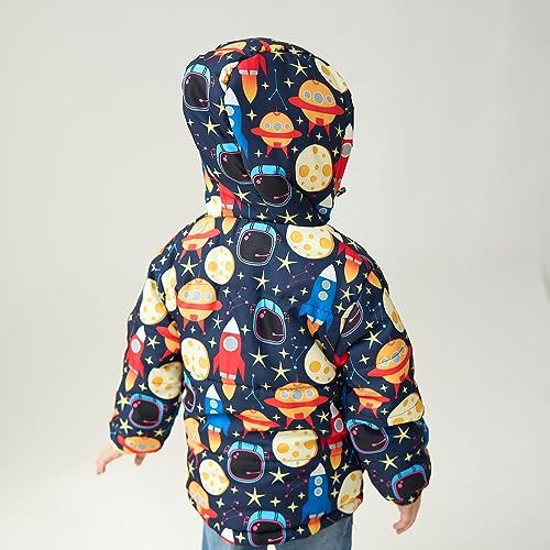 Toddler Girls Spring Hooded Printed Top Long Sleeve Zipper Padded Jacket with Pockets Girls Casual Outdoor Clothes3