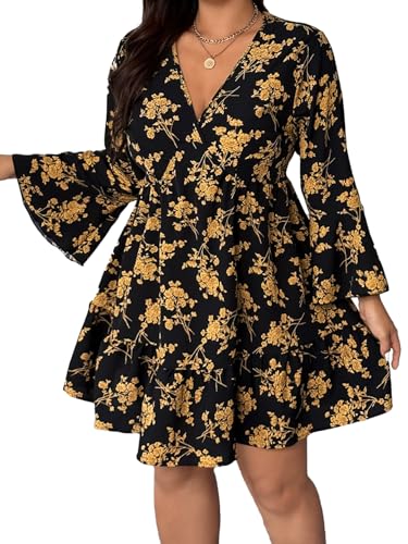 Image of Plus Size Summer Dresses for Women Casual Short Sleeves A Line Midi Dress
