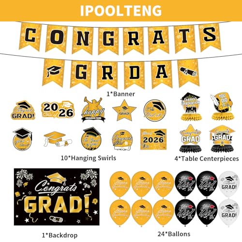 50% Off Gold 2026 Graduation Decorations Set - Image 3