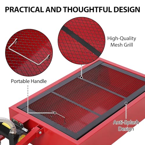 Image of Garvee 20 Gallon Oil Drain Pan Oil Drain Tank with 12V Electric Pump, 76L Low Profile Oil Drain Pan, Oil Change Pan with T Foldable Hand and Wheels, 8FT Hose Oil Drain Cart (Electric Pump - New)