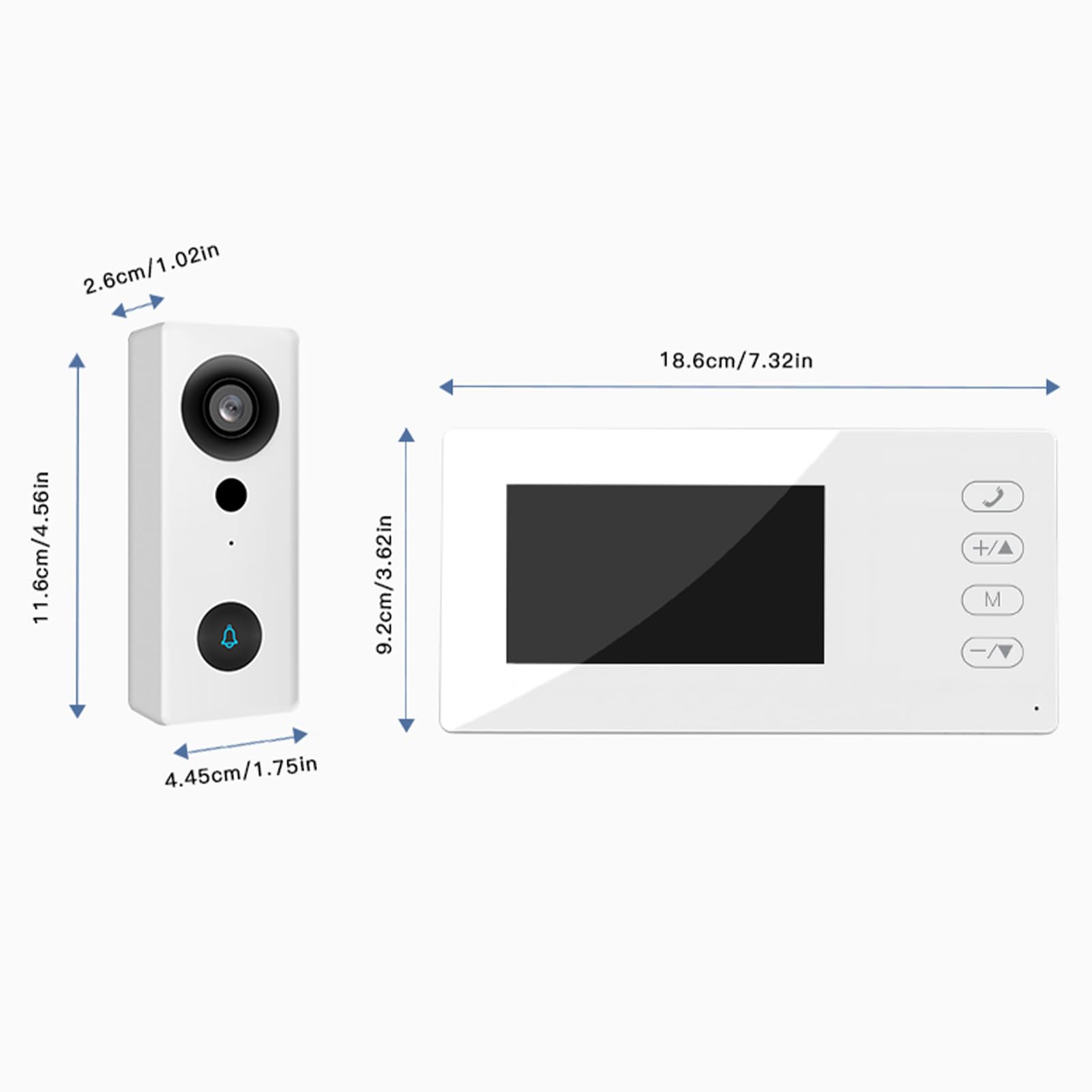 Videocitofono Wireless 2.4G con Schermo Display Kit Videocitofono con Schermo IPS 4,3 Pollici Visualizzazione Notturna Citofono Bidirezionale per Villa Home Office Appartamento (Bianco)