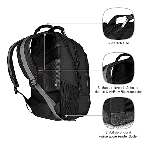 SwissGear Carbon II Black Notebook Backpack-Fits Apple Macbook Pro 15 inch and 17 inch4