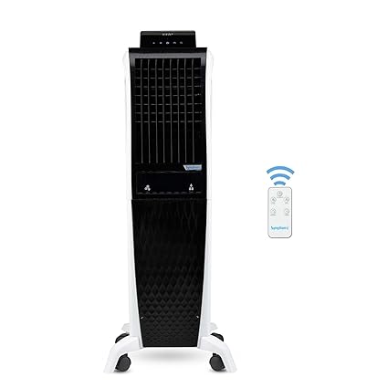 Symphony Diet 3D 40i Portable Tower Air Cooler For Home with 3-Side Honeycomb Pads, Pop-Up Touchscreen, i-Pure Technology and Low Power Consumption (40L, White & Black)
