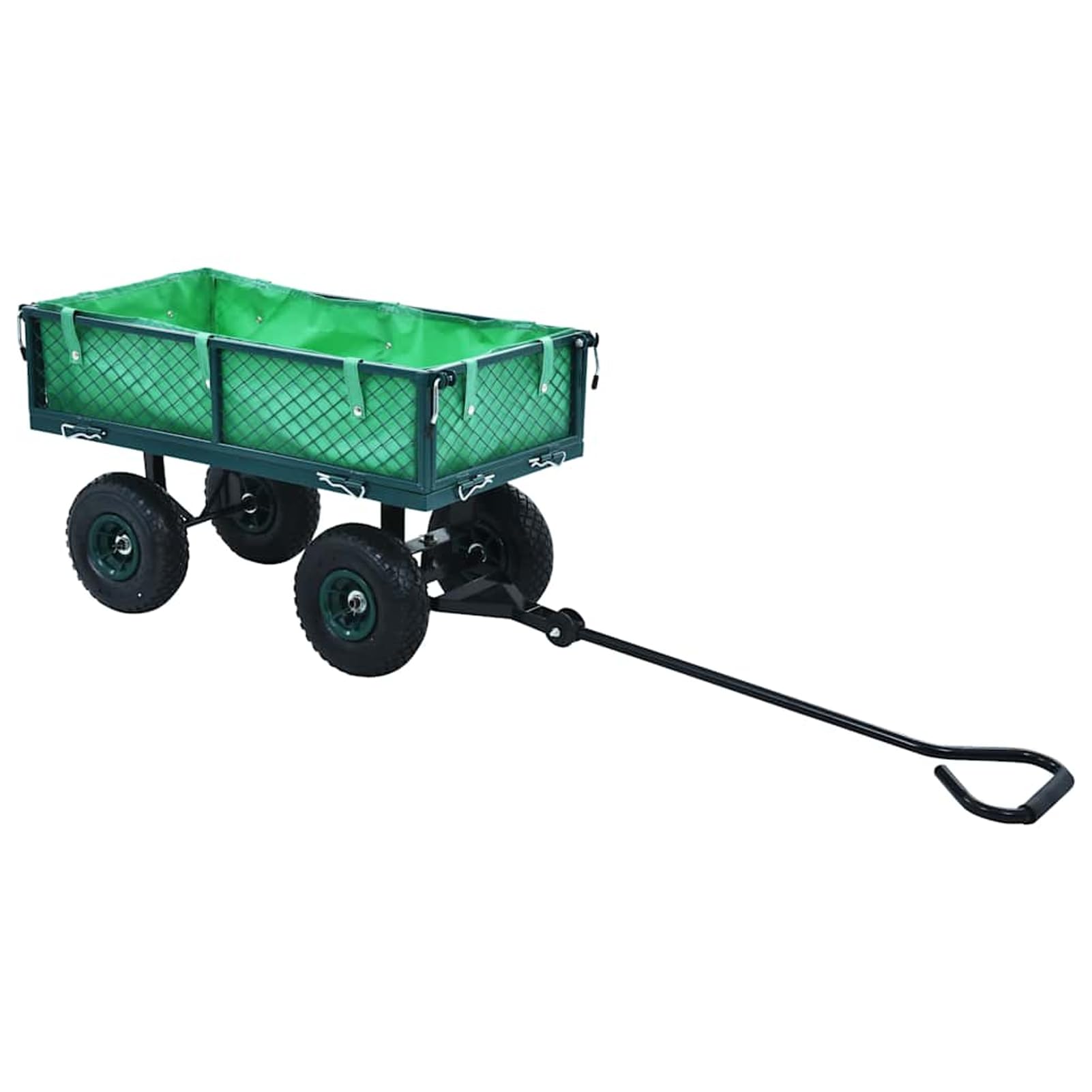 Gecheer Gartenwagen, Handwagen Grün 250 kg Stahl mit PU-Gummirädern und verstellbaren Seitenwänden, 86 x 46,5 x 97 cm für Gartenarbeit und Transport