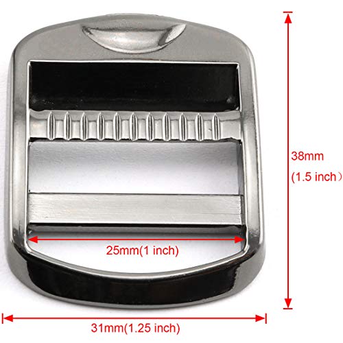 HJ Garden 4pcs Metal Ladder Lock Buckle Slider Adjustable Zinc Alloy Buckles for Backpack Strap Accessories 25mm(Black)