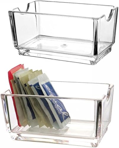 Miniatura 3 de Sizikato 2pcs Clear Acrylic Sugar Packet Holder Square Tea Bag Bowl, 4.3 Pulgadas