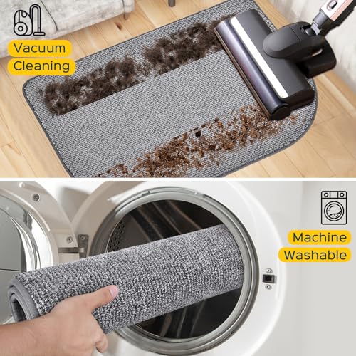 Image of Washable Kitchen Rug 24 inch x 82 inch / 60cm x 210cm, Non Slip Kitchen Mat for Floor, Absorbent Indoor Entryway Runner Rug for Hallway, Laundry, Bathroom, Bedroom (Roll Packing)