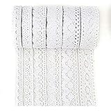 IDONGCAI White Lace Trims for Sewing-Cotton Lace Ribbon by The roll-Craft Lace for Junk Journals...