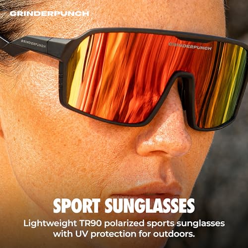 Image of grinderPUNCH Polarized Sports Sunglasses for Men Women UV Protection Shades for Baseball Running Cycling Skiing & Pickleball