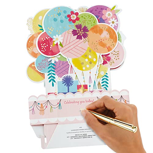 Hallmark Cartão de aniversário musical Pop Up Paper Wonder (Mylar Balloon Explosion, toca feliz aniv