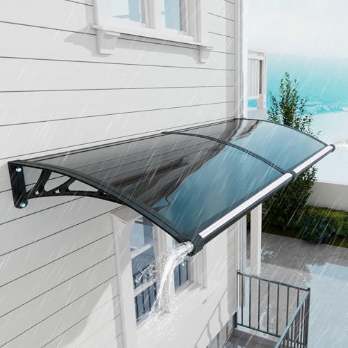 Awning for Door Entrance 32x60 Inch, Polycarbonate Canopy Front Door Awnings Exterior with Separate...