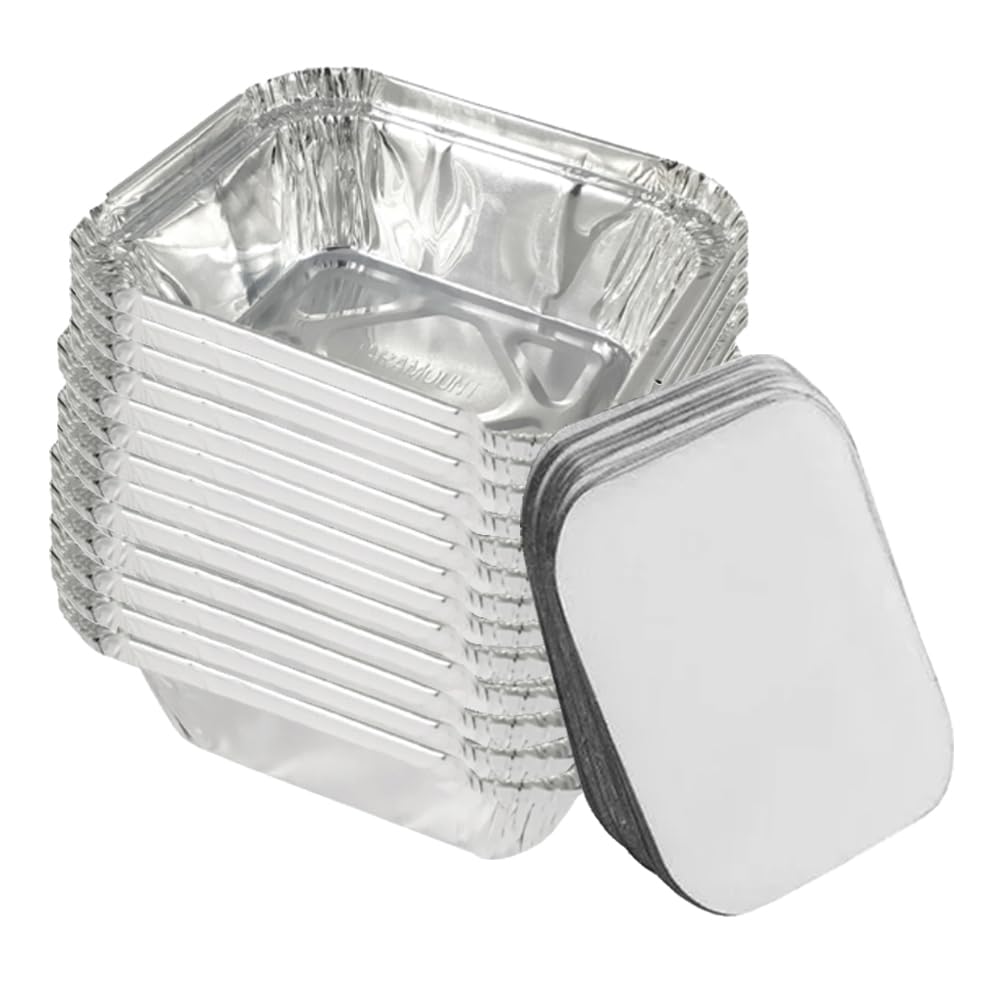 M1SS Pack of 150-250ML Disposable Aluminum Foil Containers with Paper Lids for Baking Roasting Cooking Storage Takeaway Tin Great for Cooking Baking Meal Prep Takeout Catering Home Party & Picnic